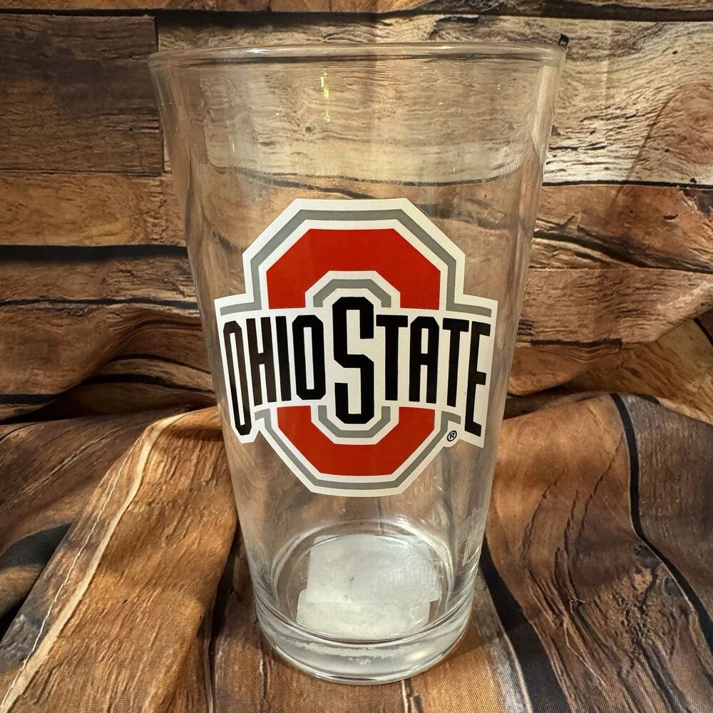 Ohio State Buckeyes All Over Print Pint Glass 16oz Overtime Beer Mixing Cup OSU